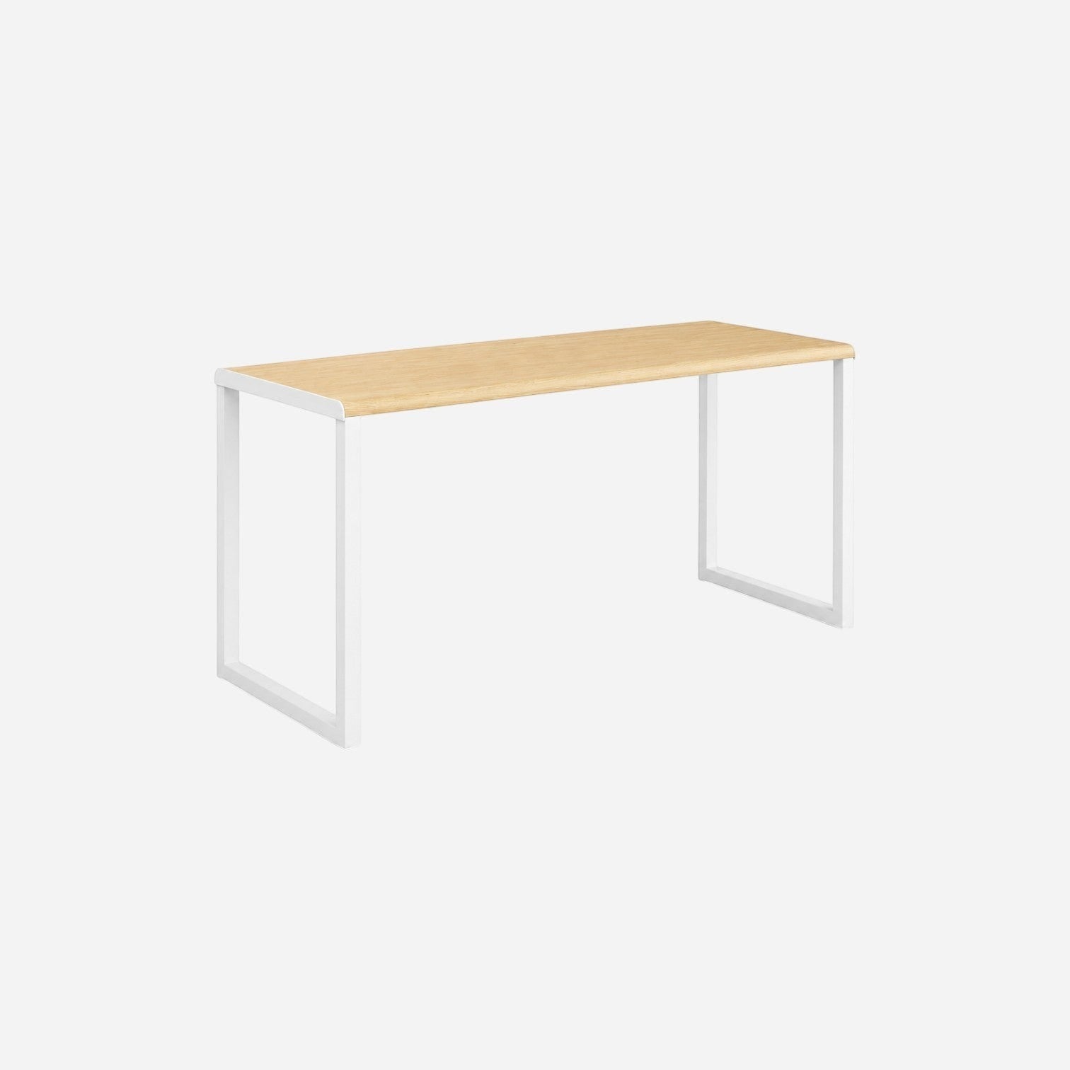 Addo Shop Ventiquattrore.h24 free-standing table with a light wood top and minimalist white metal frame.