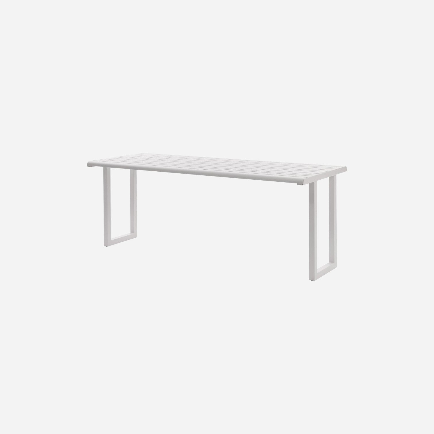 Addo Shop Ventiquattrore.h24 white metal outdoor dining table with a slatted top and minimalist frame