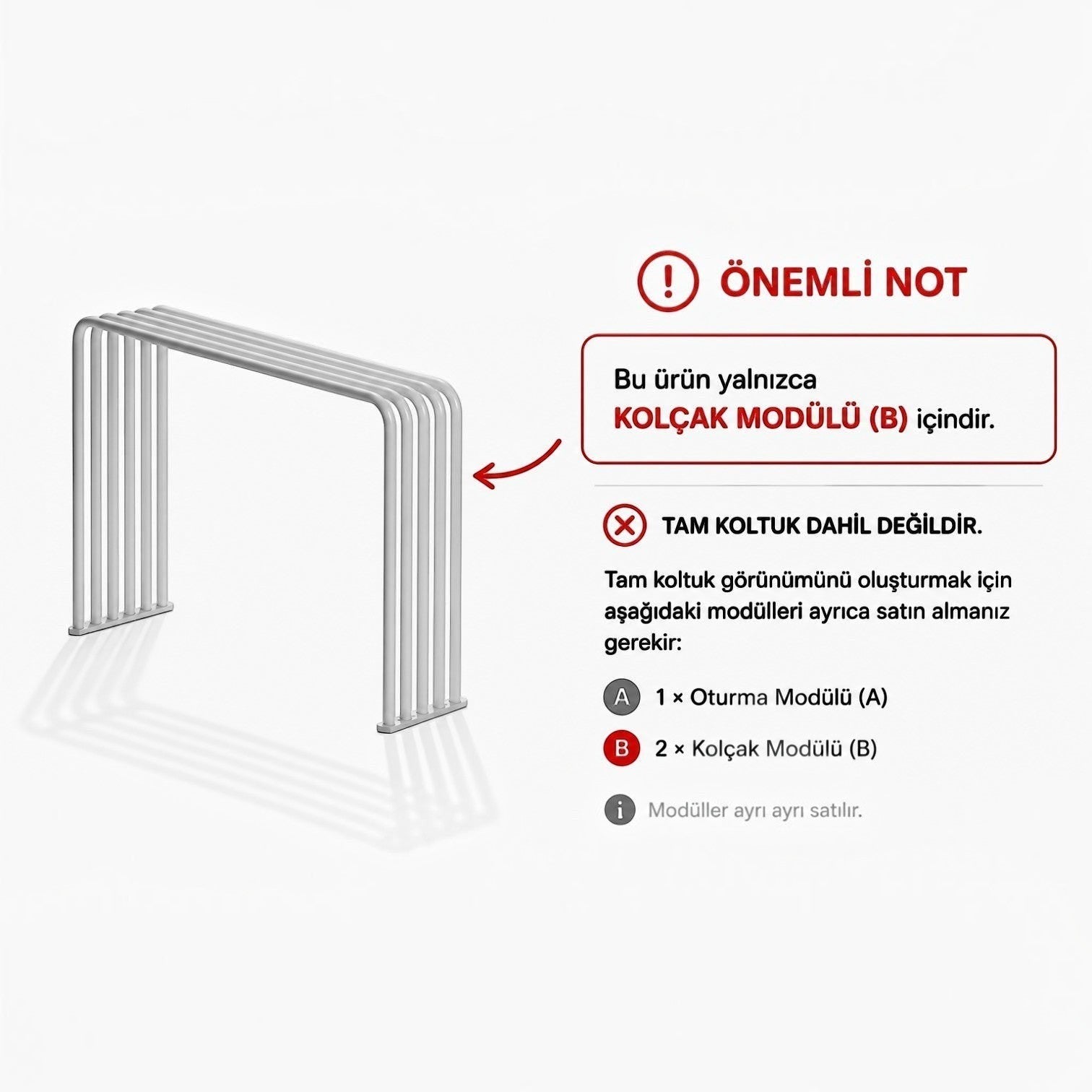 Addo Shop Zeroquindici .015 white metal armrest module for modular sofa system, isolated on white background