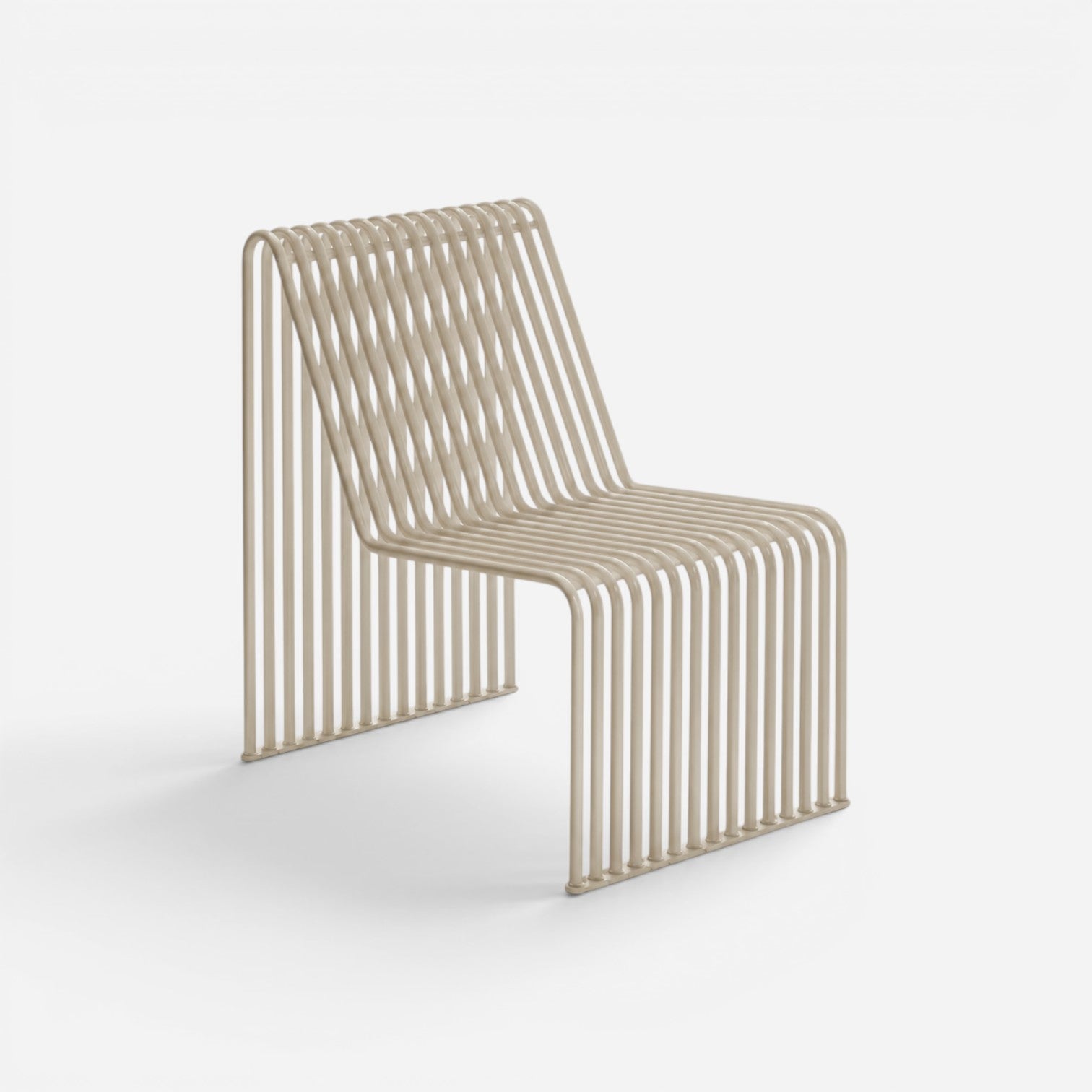 Addo Shop Zeroquindici .015 beige powder-coated steel outdoor modular chair with a minimalist slatted design.