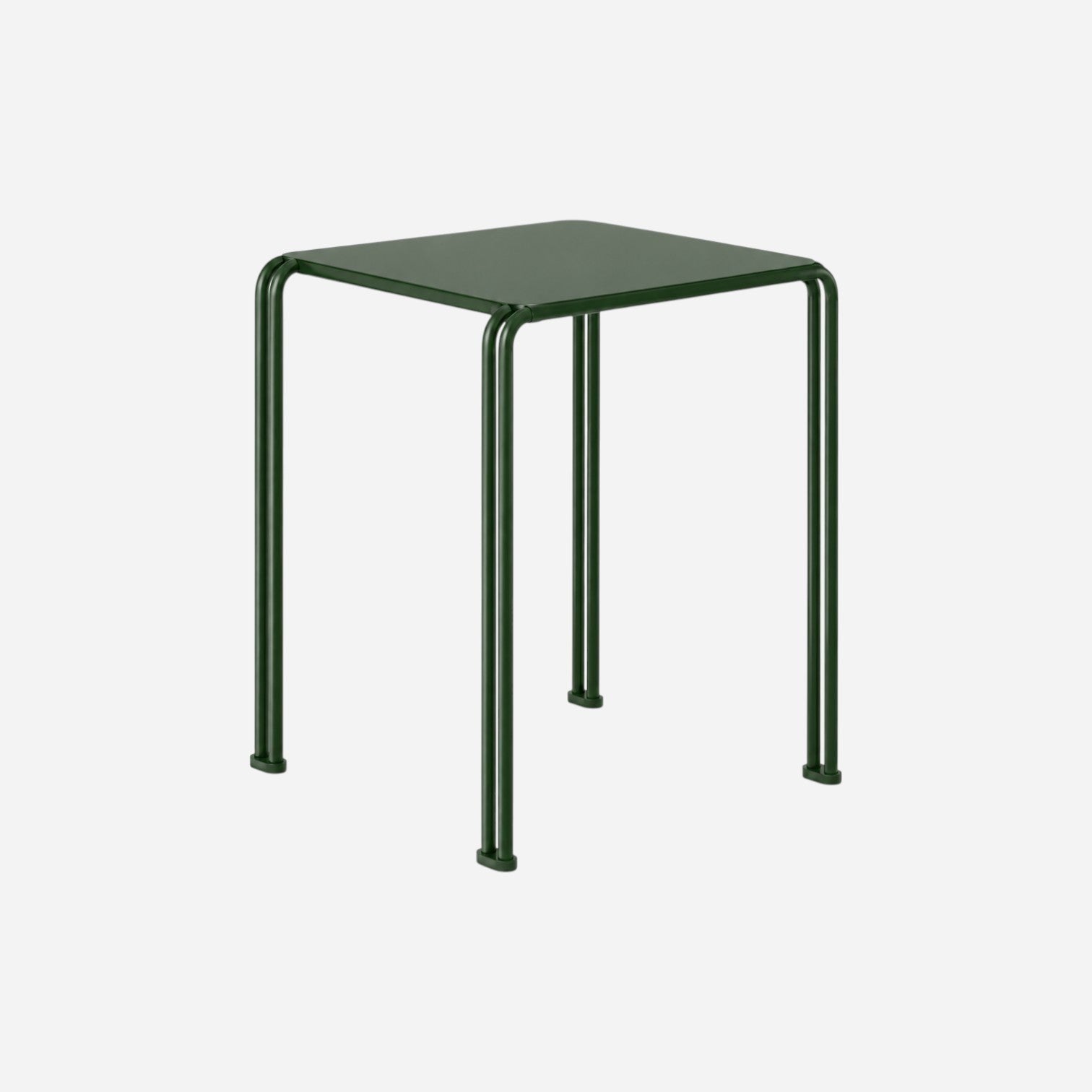 Addo Shop Zeroquindici .015 squared table in dark green metal with a minimalist modern design and double-tube legs.