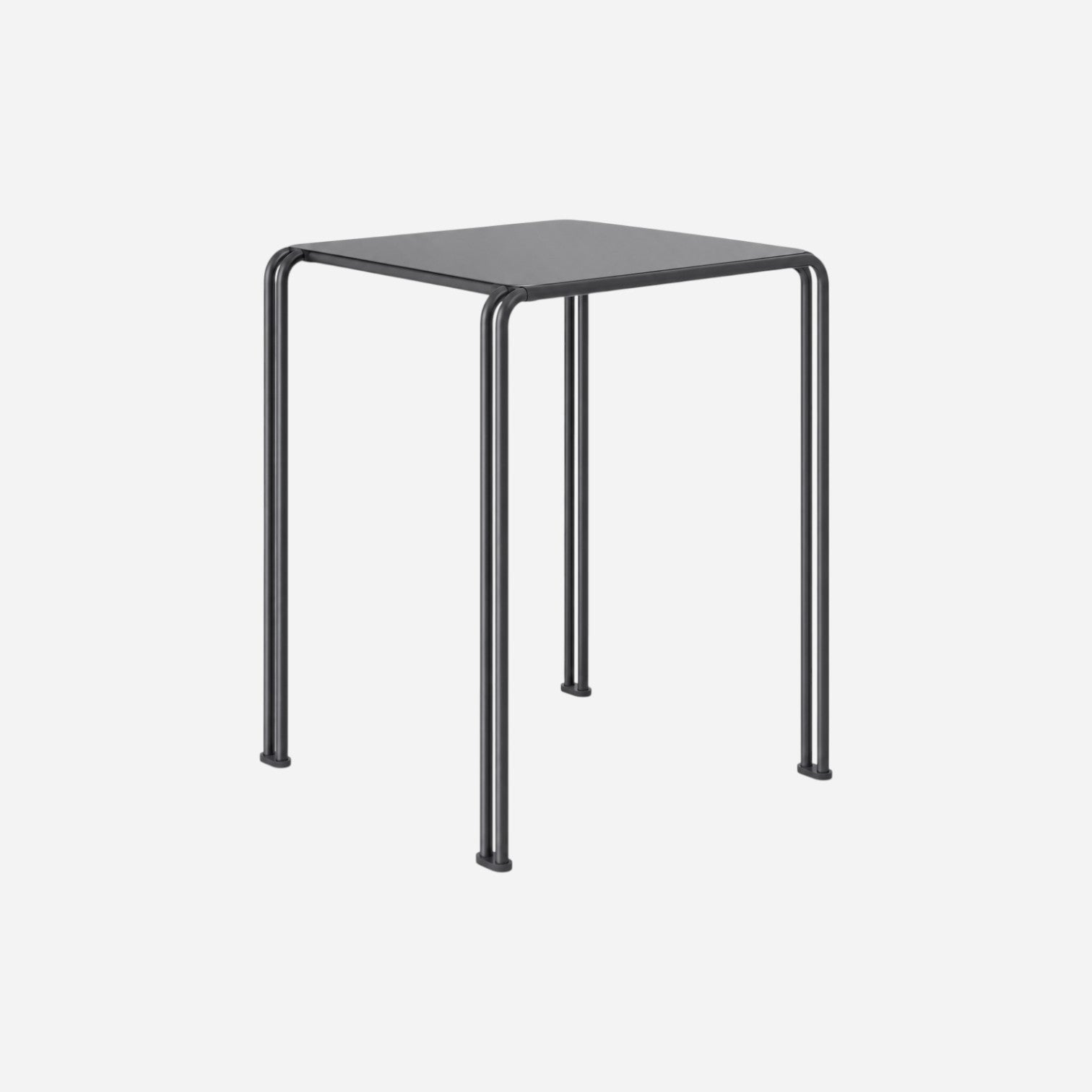 Addo Shop Zeroquindici .015 squared table in dark grey with a minimalist metal frame and slim double-leg design.