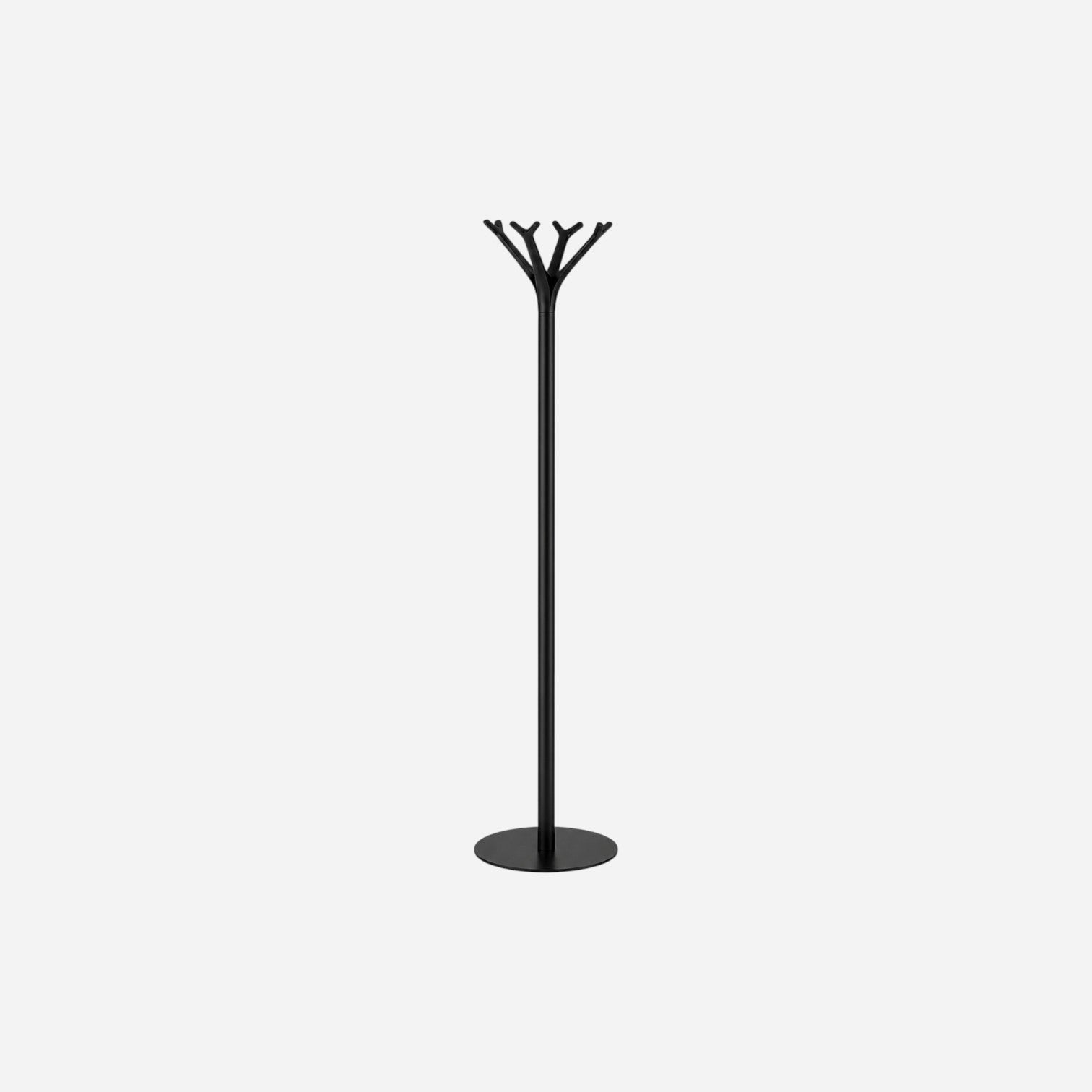 Addo Shop Battista black metal coat stand with a tree-like design and round base.