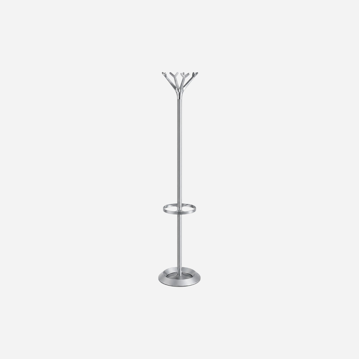 Addo Shop Battista Coat Stand with Ring, silver metal, modern tree branch design