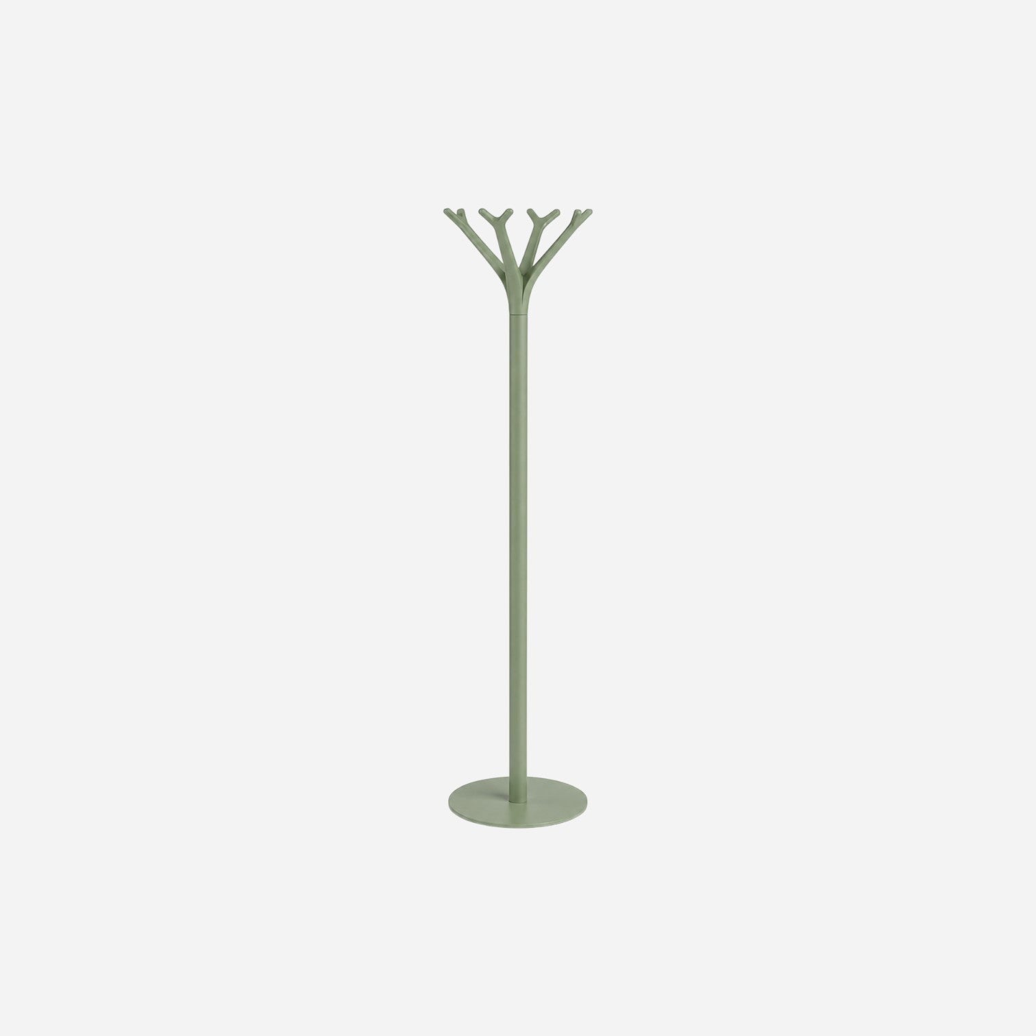 Addo Shop Battista coat stand in sage green, featuring a tree-like design with multiple branches for hanging.