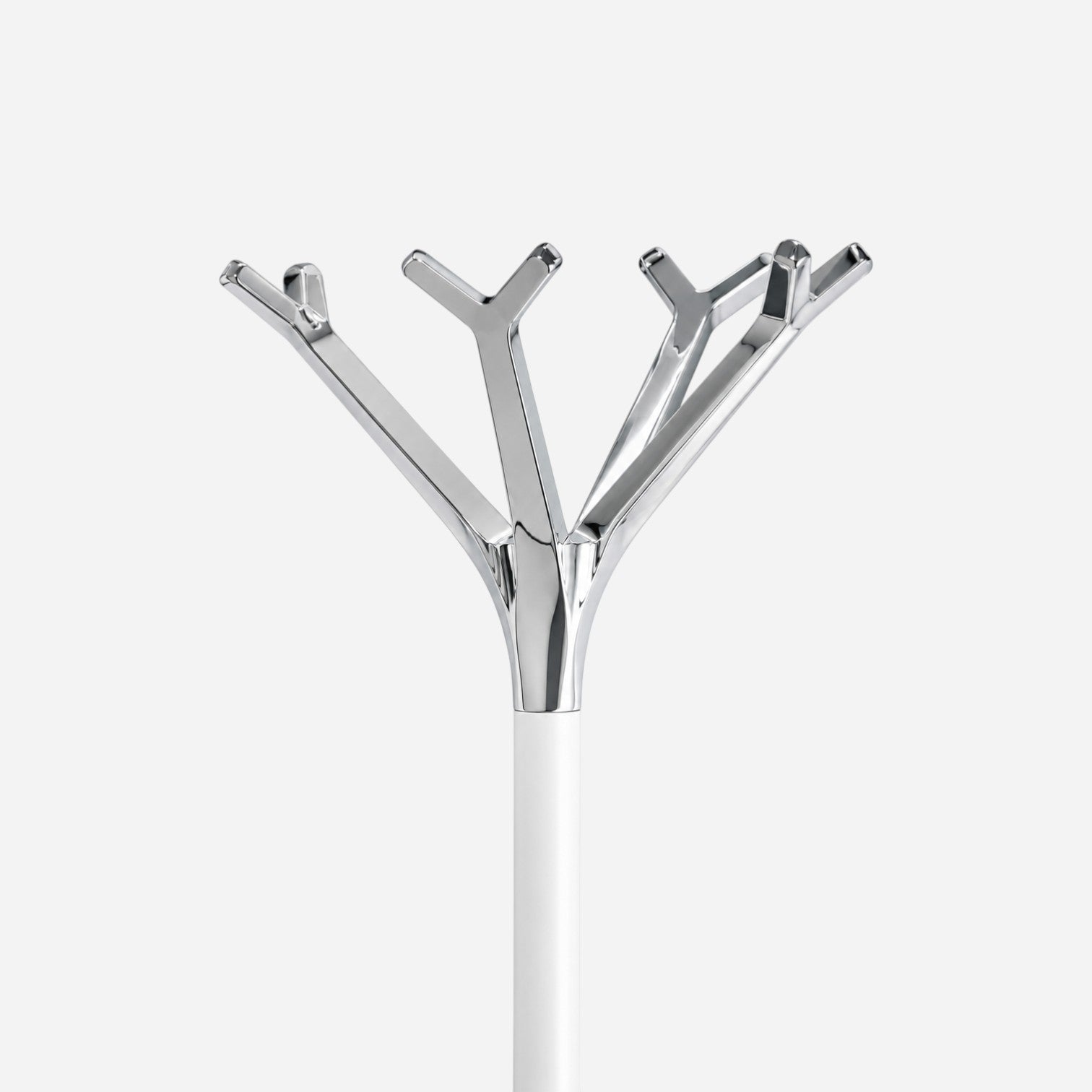 Addo Shop Battista Coat Stand with Ring, chrome and white, modern tree branch design
