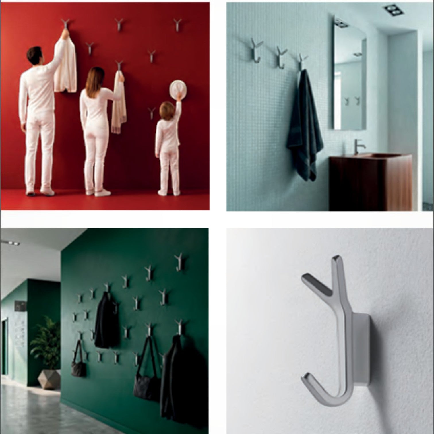 Addo Shop Battista hook coat rack, modern Y-shaped design in silver metal, ideal for entryways and offices.