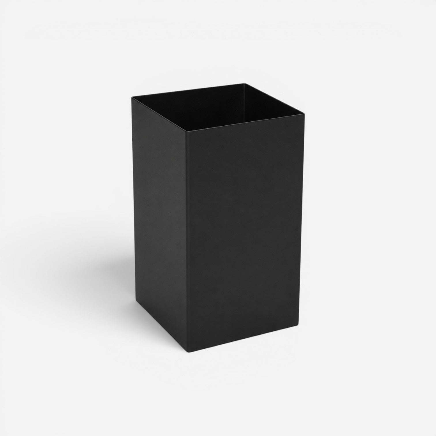 Addo Shop black 13L rectangular metal waste bin with a minimalist design.