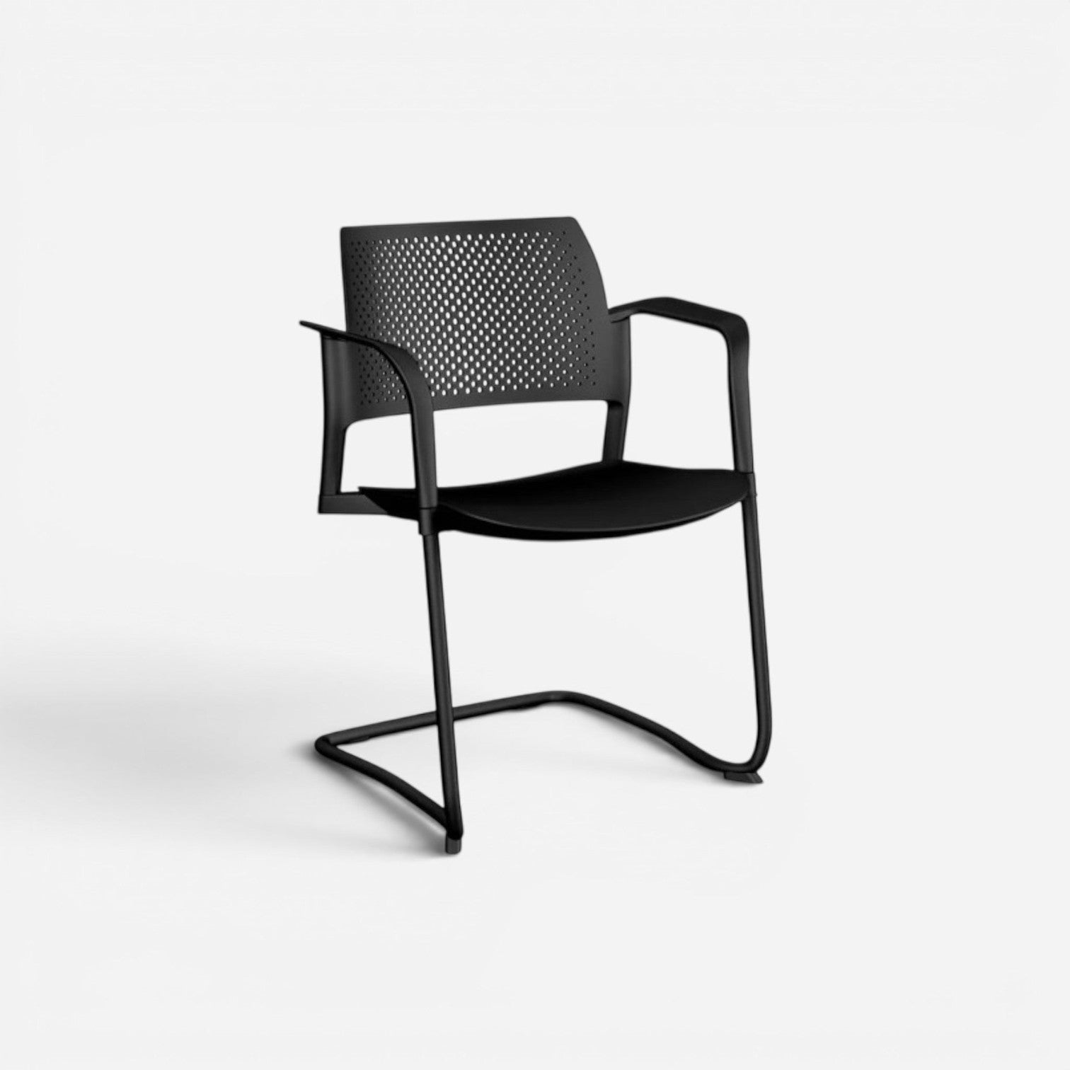 Addo Shop black modern office chair with mesh back, faux leather seat, and cantilever base.