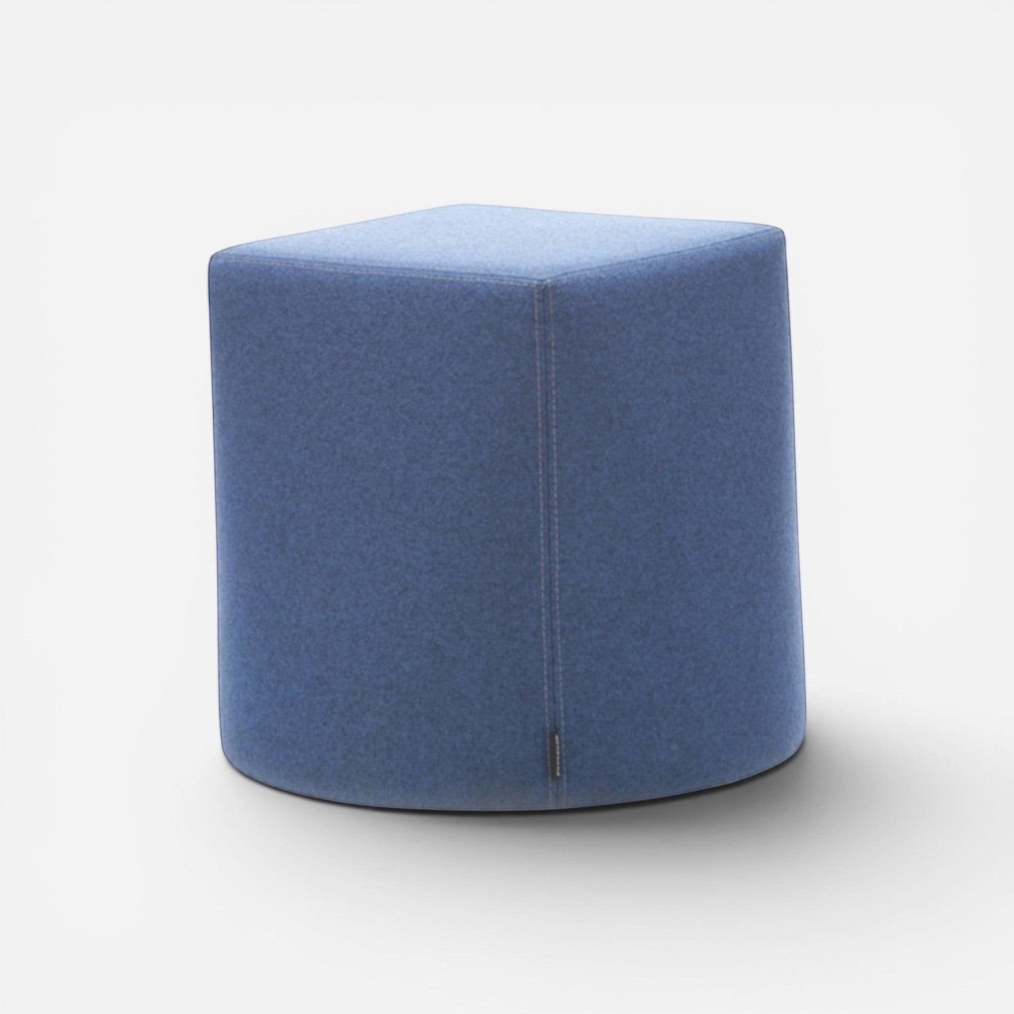 Addo Shop blue faux leather cube ottoman with stitched seams