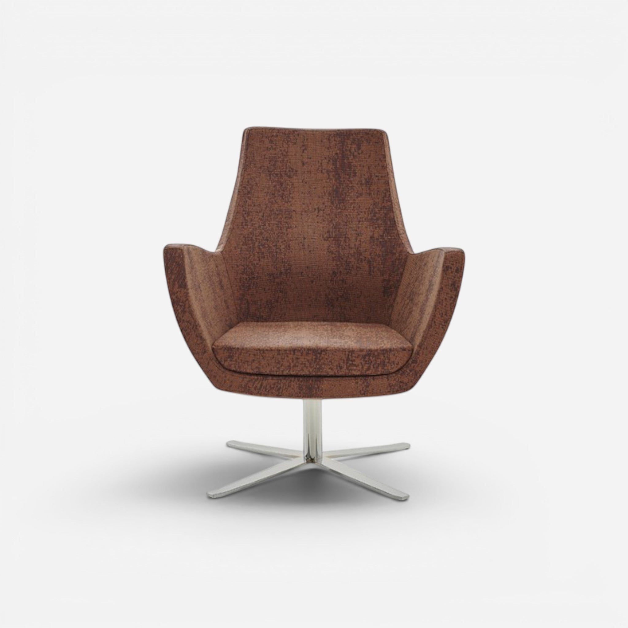 Addo Shop brown faux leather swivel lounge chair with metal base