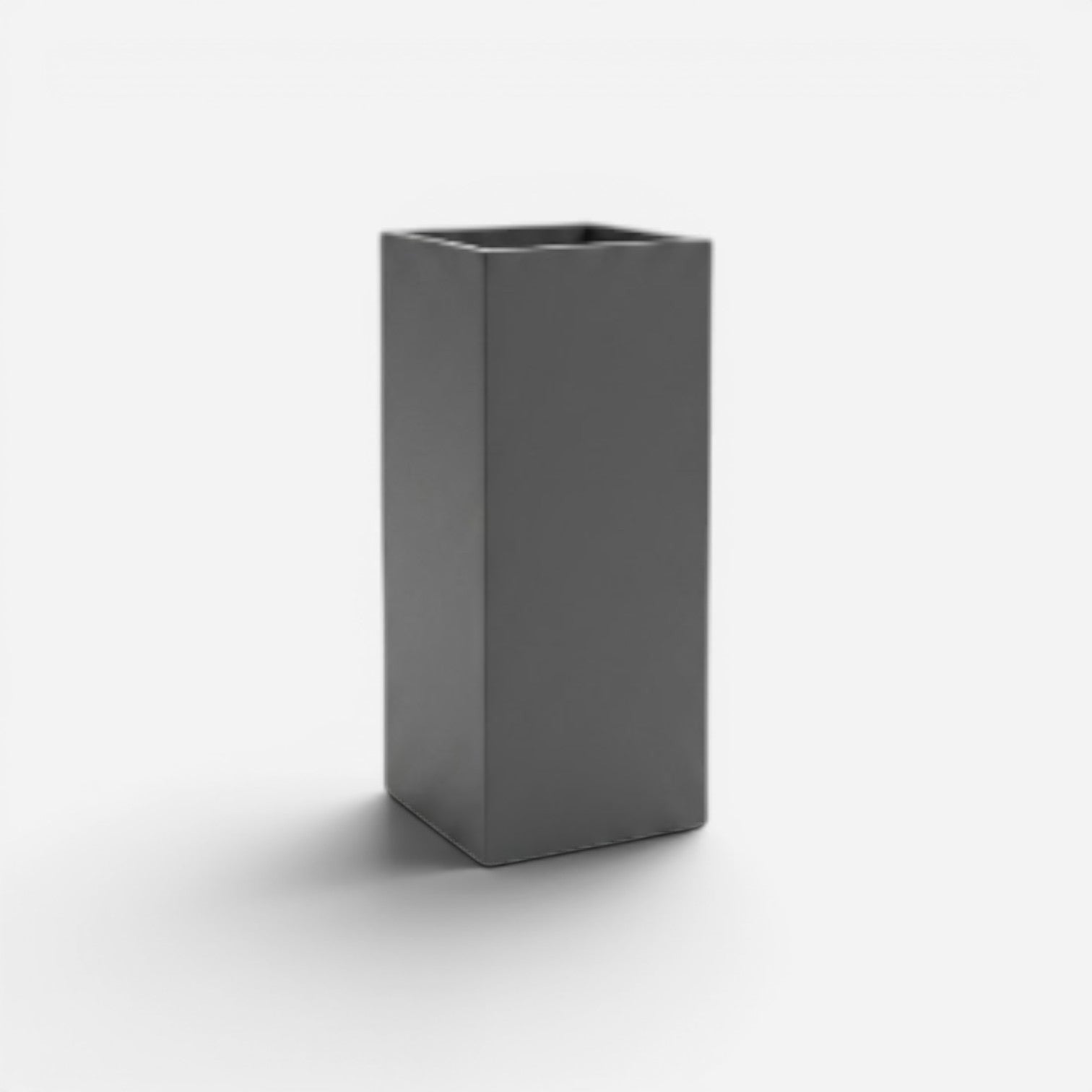 Addo Shop Design Collection 20L waste bin, a tall, square, dark grey metal bin with a minimalist design.