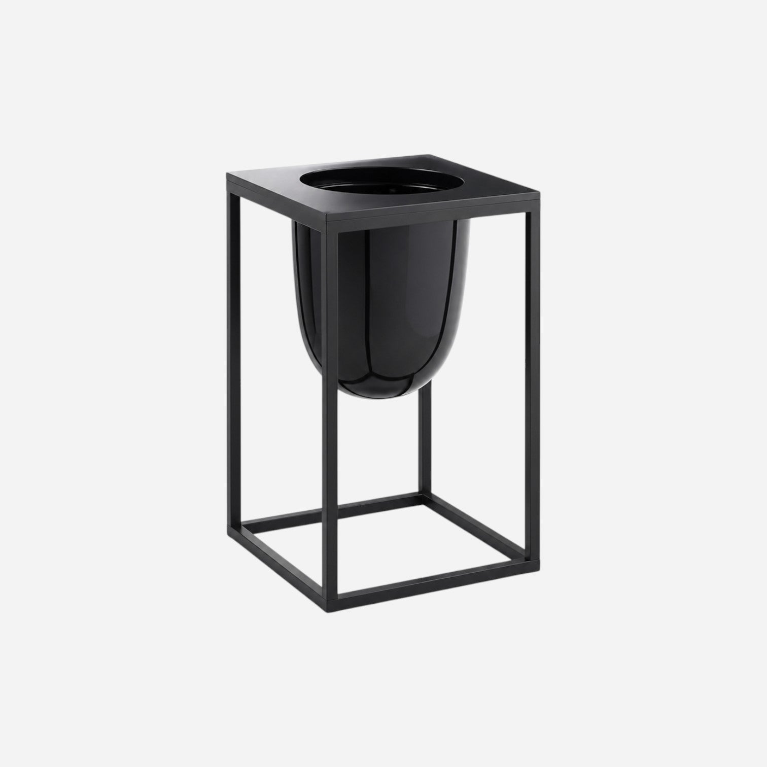 Addo Shop Florianopolis Planter - 39 cm, black gloss finish, modern metal frame