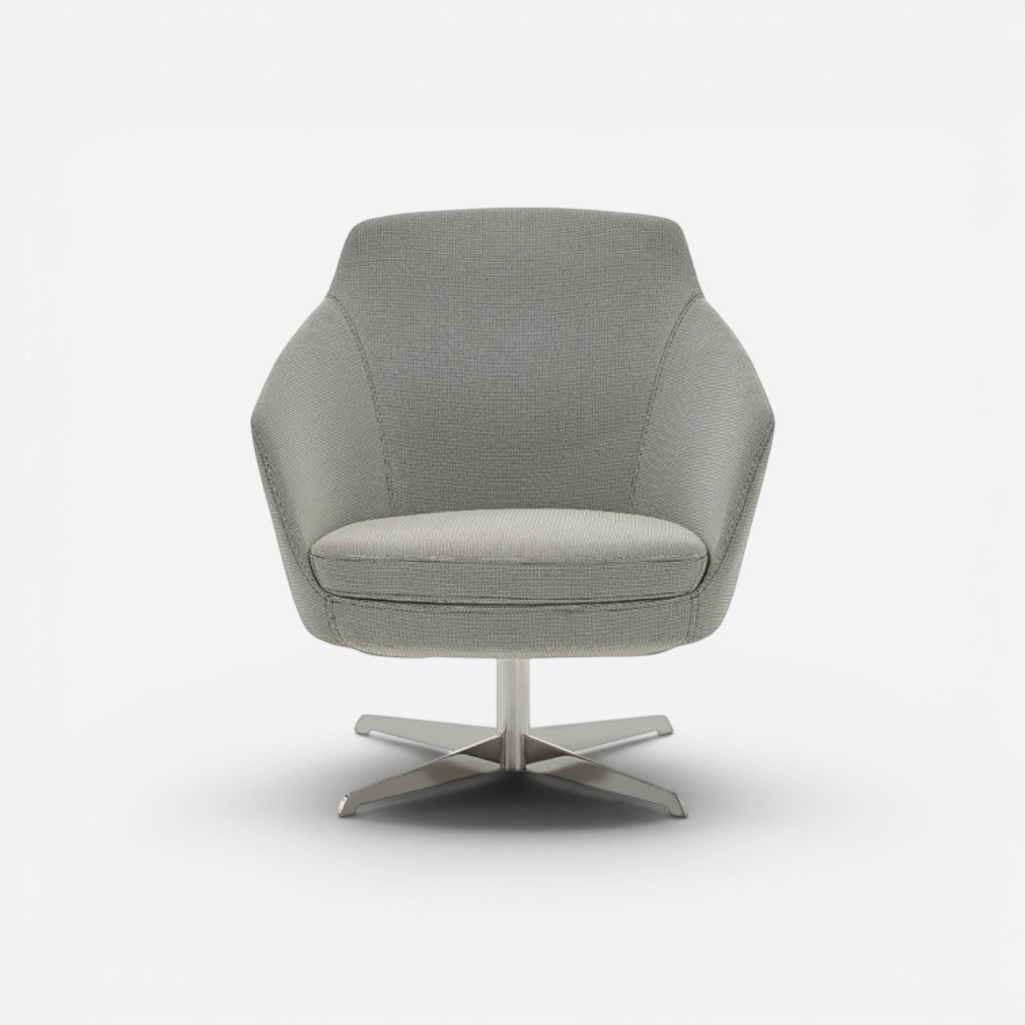 Addo Shop Frank Low grey textured fabric lounge chair with swivel chrome base