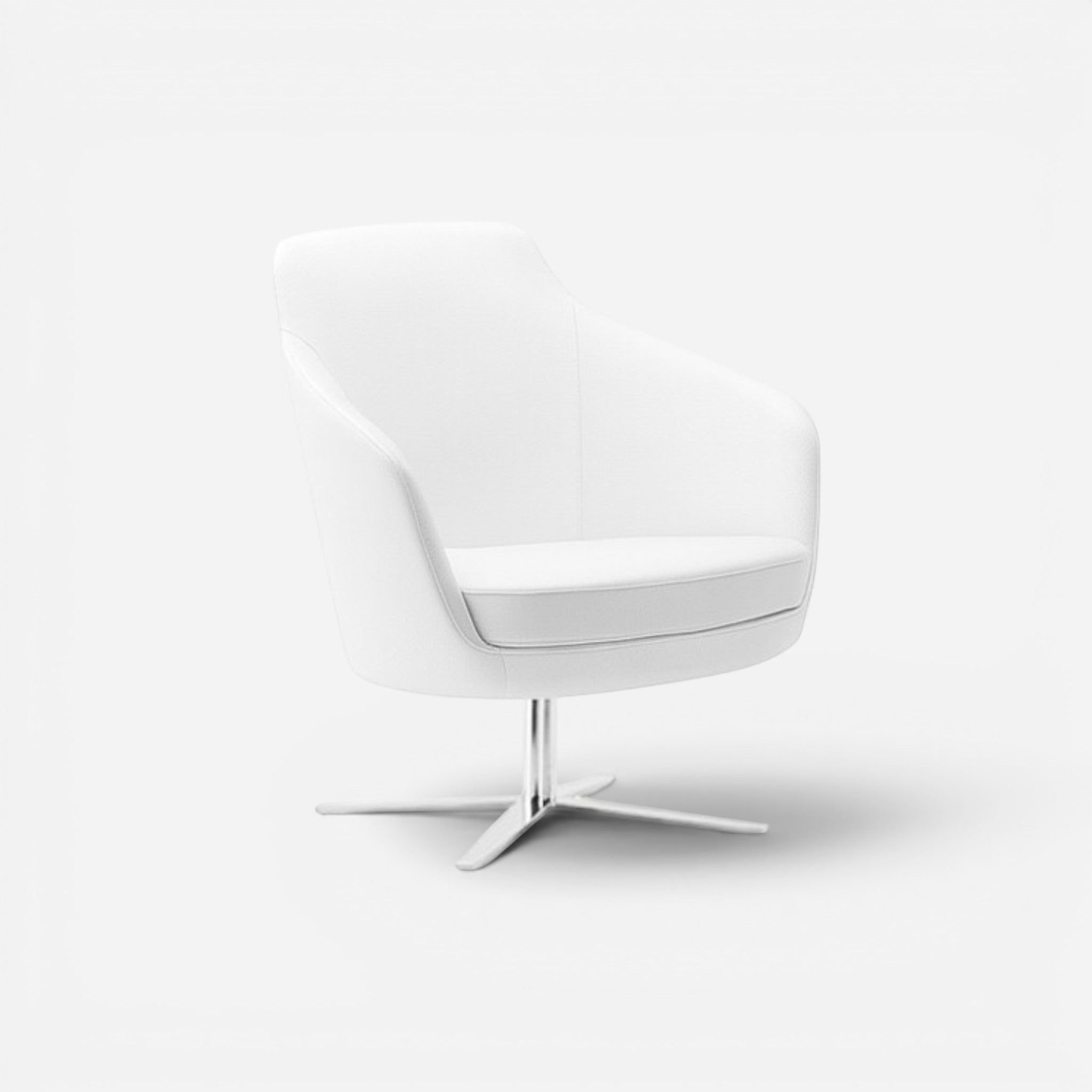 Addo Shop Frank Low white faux leather lounge chair with chrome swivel base