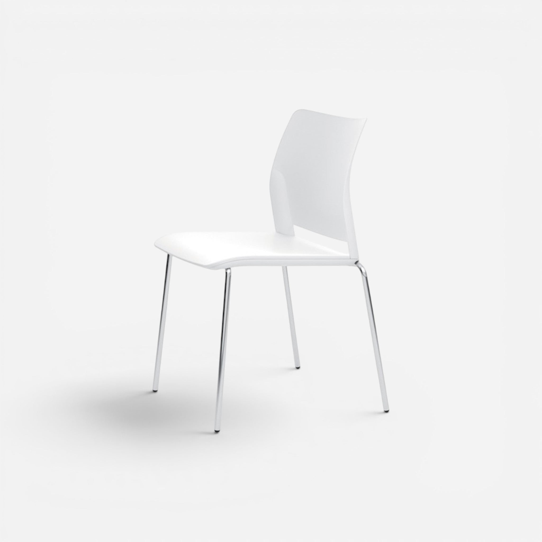 Addo Shop Incontro white plastic chair with chrome legs, modern design for office or home.