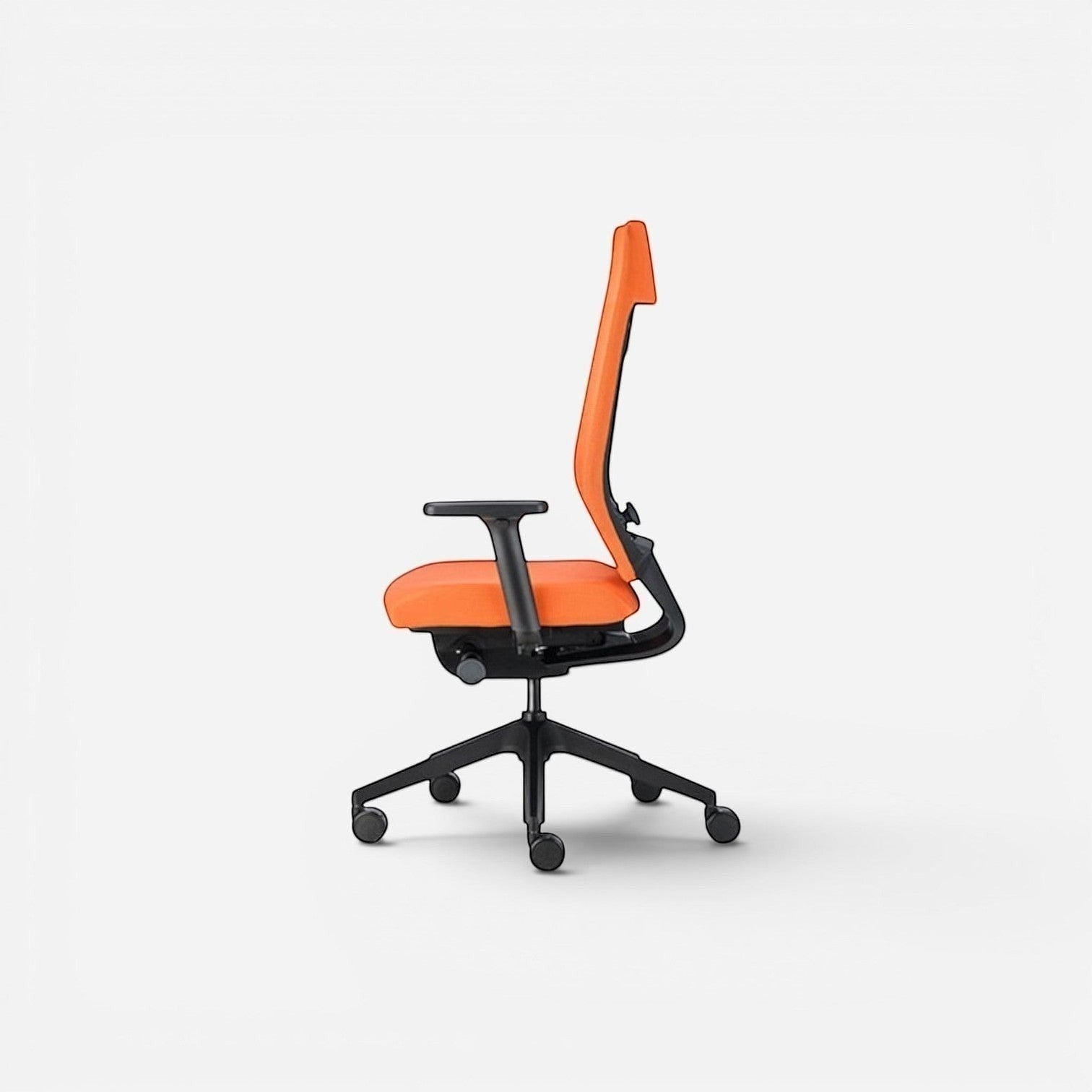 Addo Shop Joyce ergonomic office chair with orange mesh back and seat, black PP base, and adjustable features.