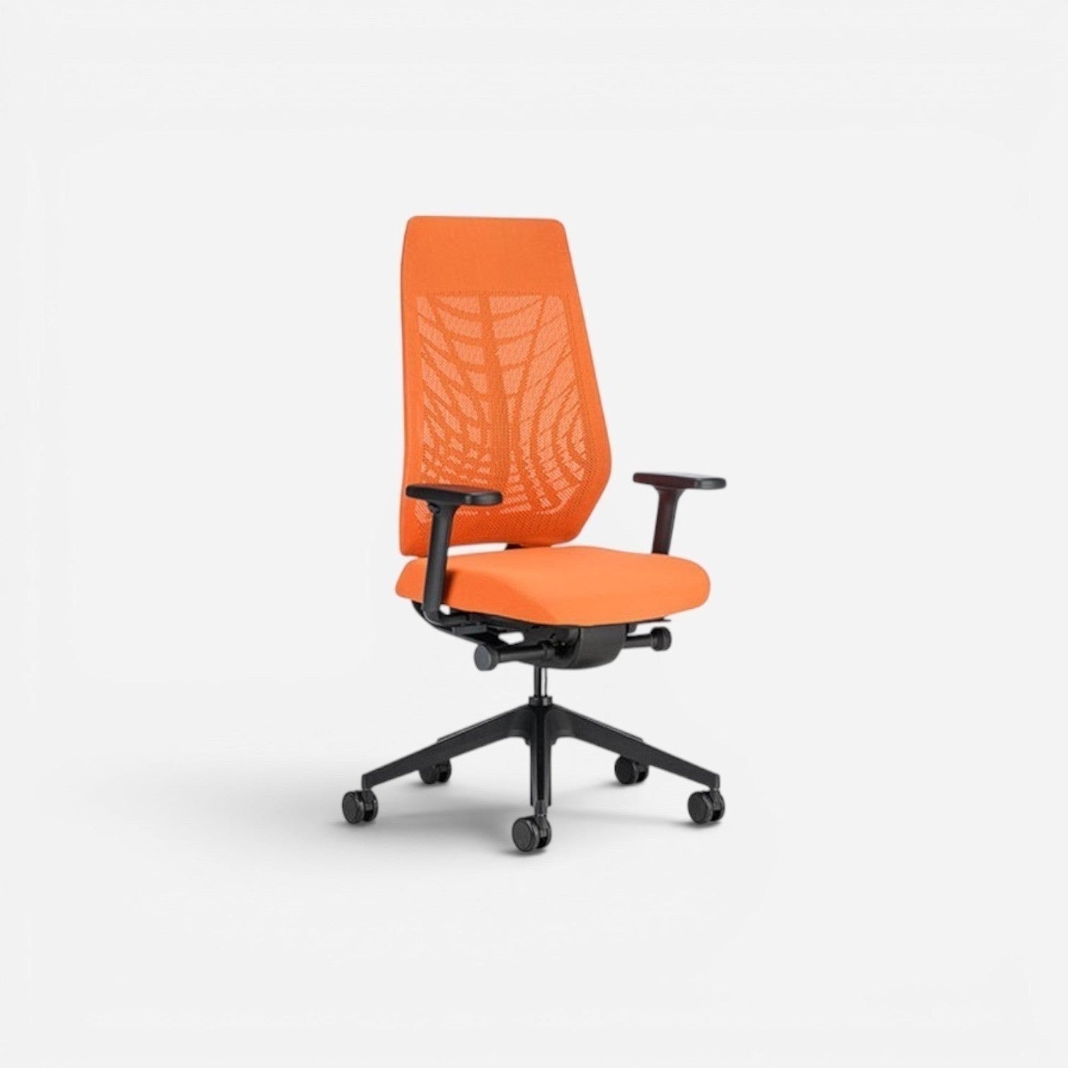 Addo Shop Joyce orange mesh back office chair with upholstered seat and black PP feet