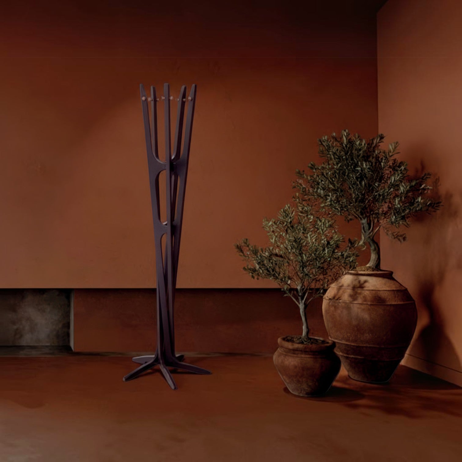 Addo Shop Maestrale dark grey modern coat stand with unique abstract design and multiple hooks.