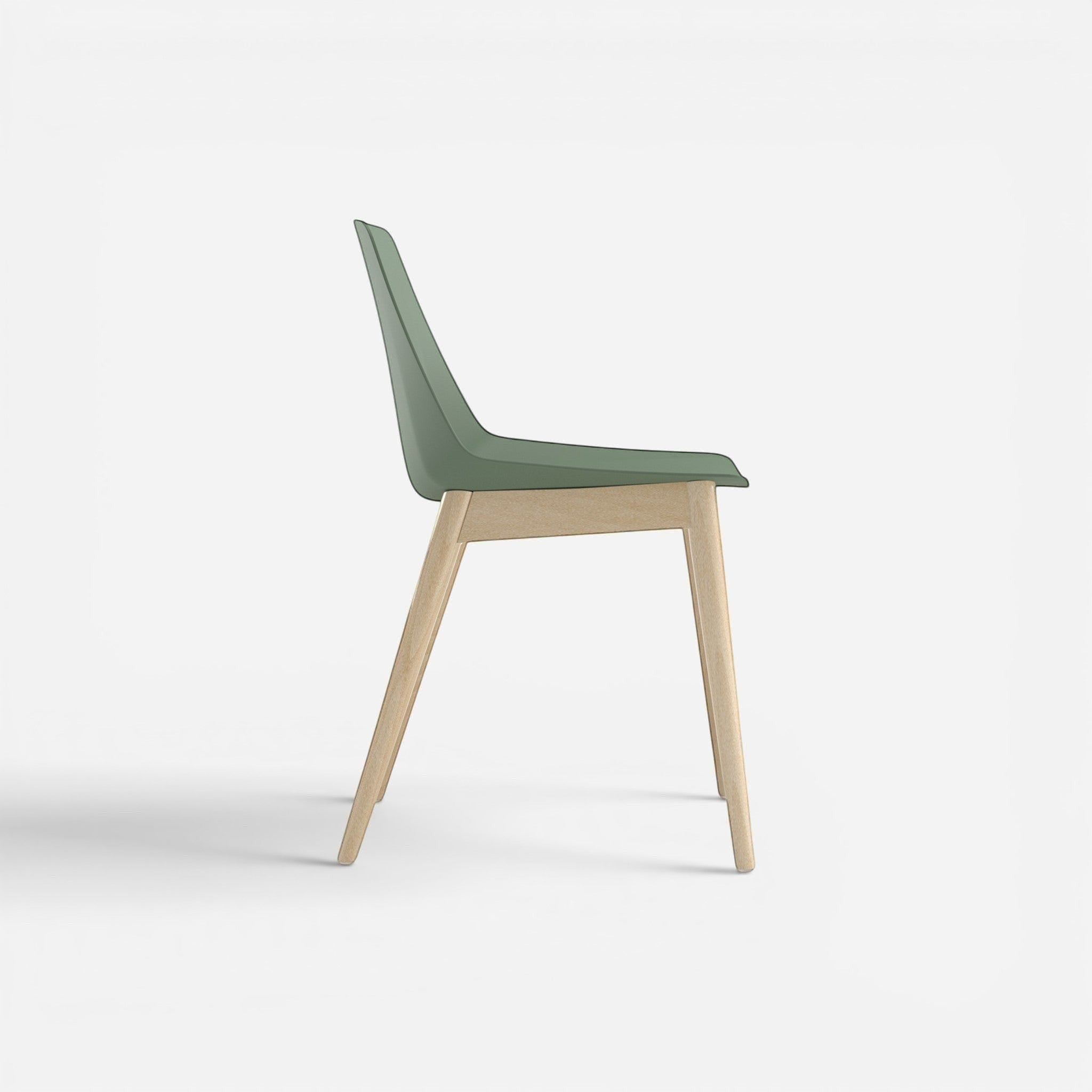 Addo Shop Marvin sage green plastic cafe chair with light wood legs