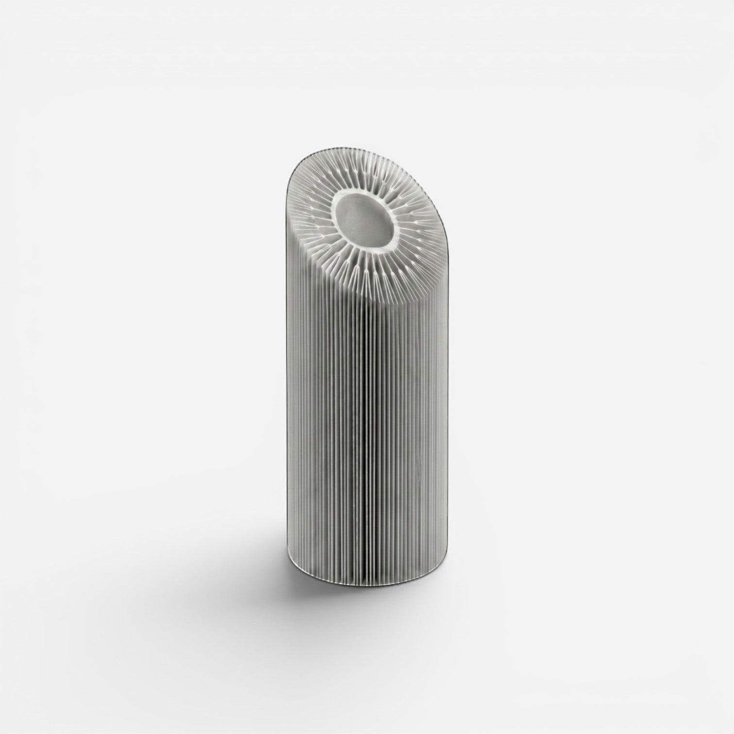 Addo Shop silver metal cylindrical heatsink with radial fins and angled top