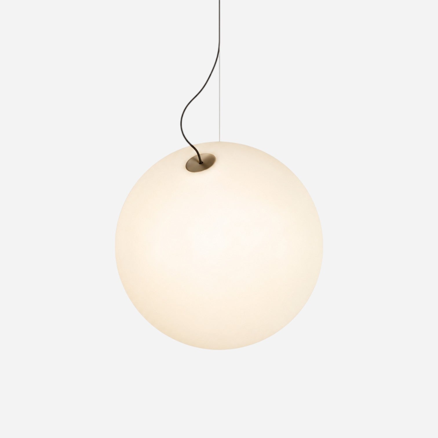 Addo Shop OPERA pendant light, a large frosted white globe with a black cord entering from the top.