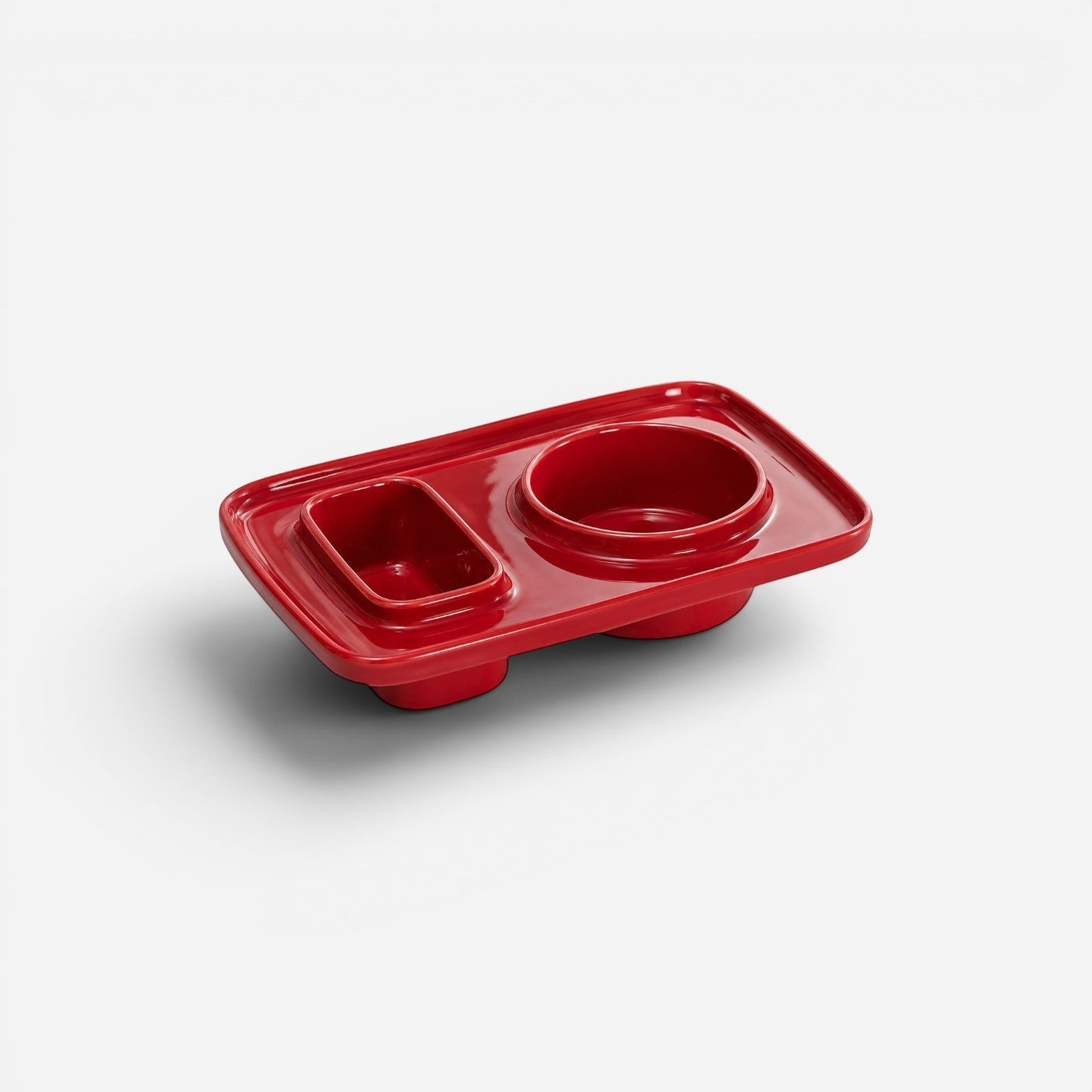Addo Shop PLAT multifunctional red tray with compartments for office or home desk organization.