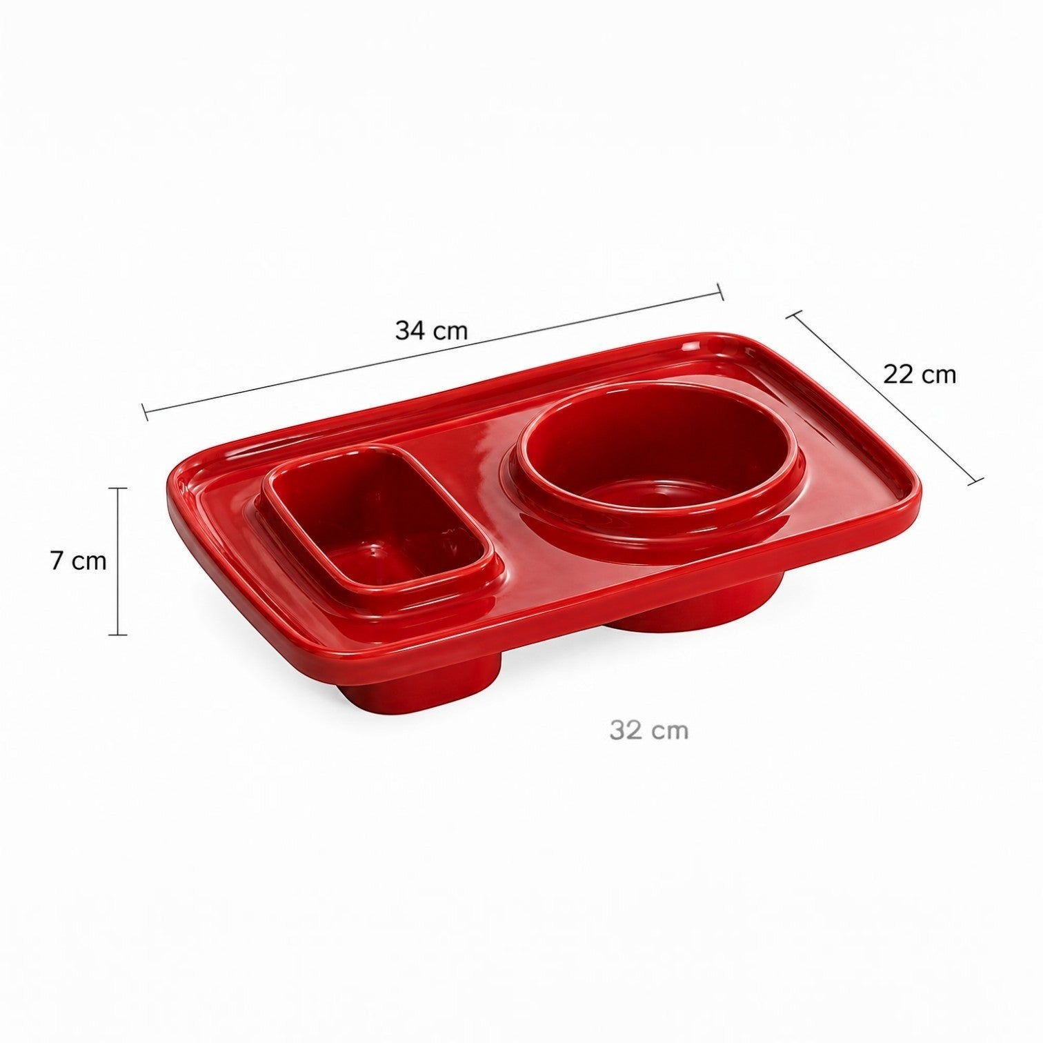 Addo Shop PLAT multifunctional red tray with compartments for office or home desk organization.
