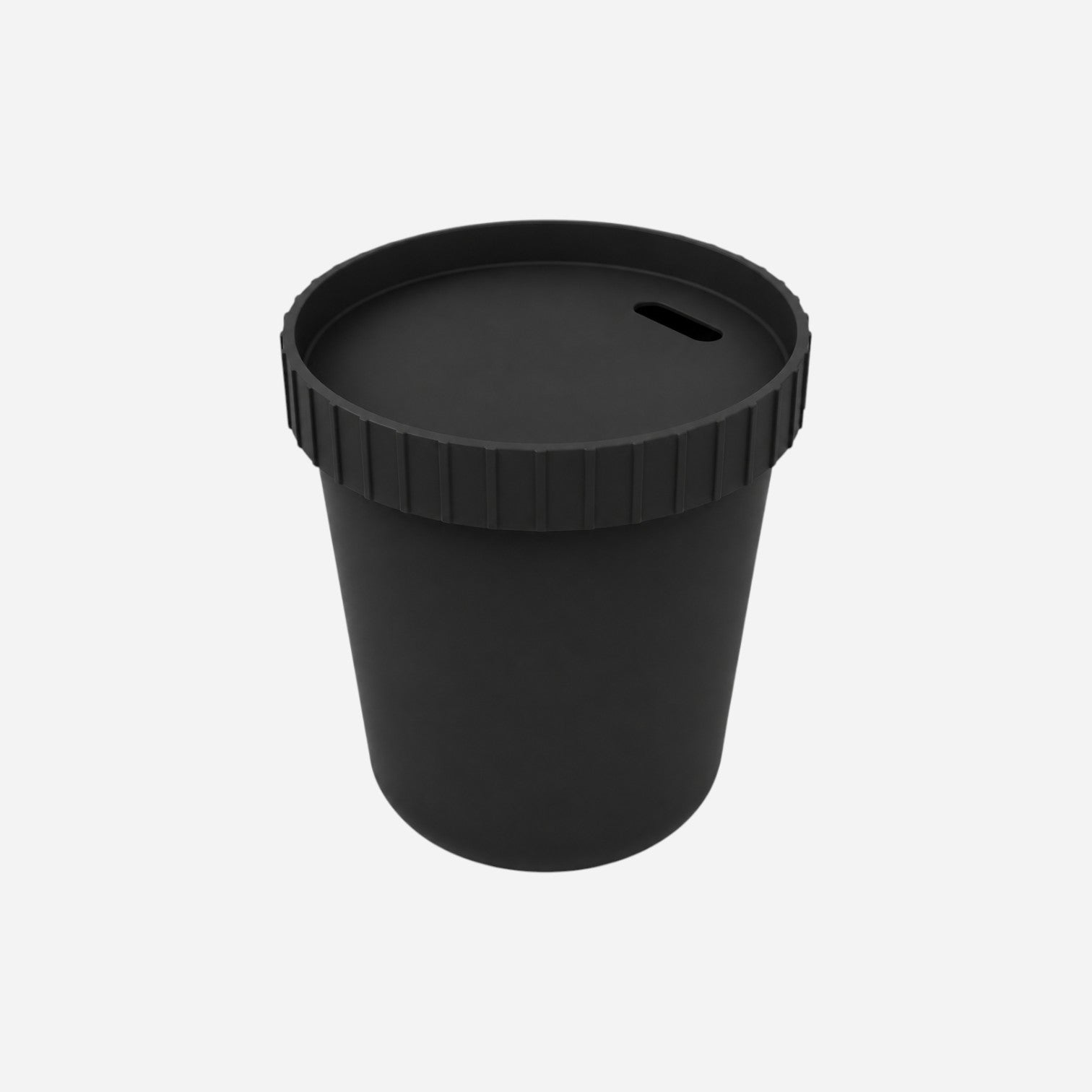 Addo Shop Raffles System black matte side table with ribbed lid detail and slot