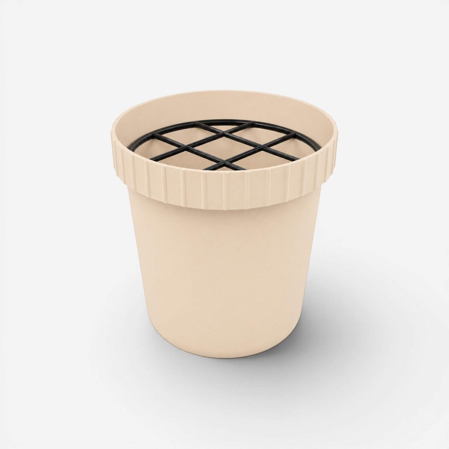 Addo Shop Raffles System beige plastic umbrella stand with black grid insert