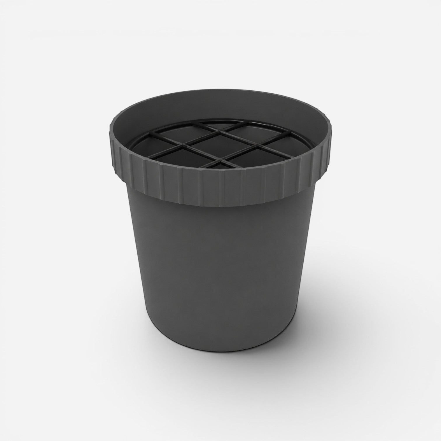 Addo Shop Raffles System dark grey plastic umbrella stand with a grid insert for organization.