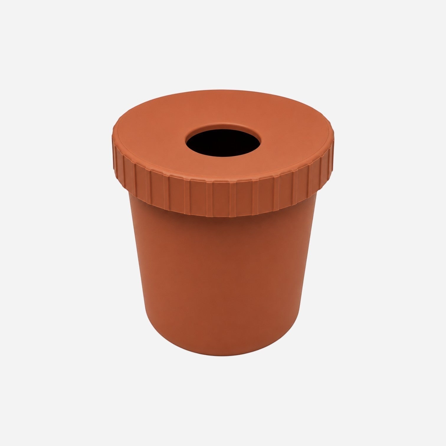 Addo Shop Raffles System waste bin with a grid top, terracotta color, made of plastic.