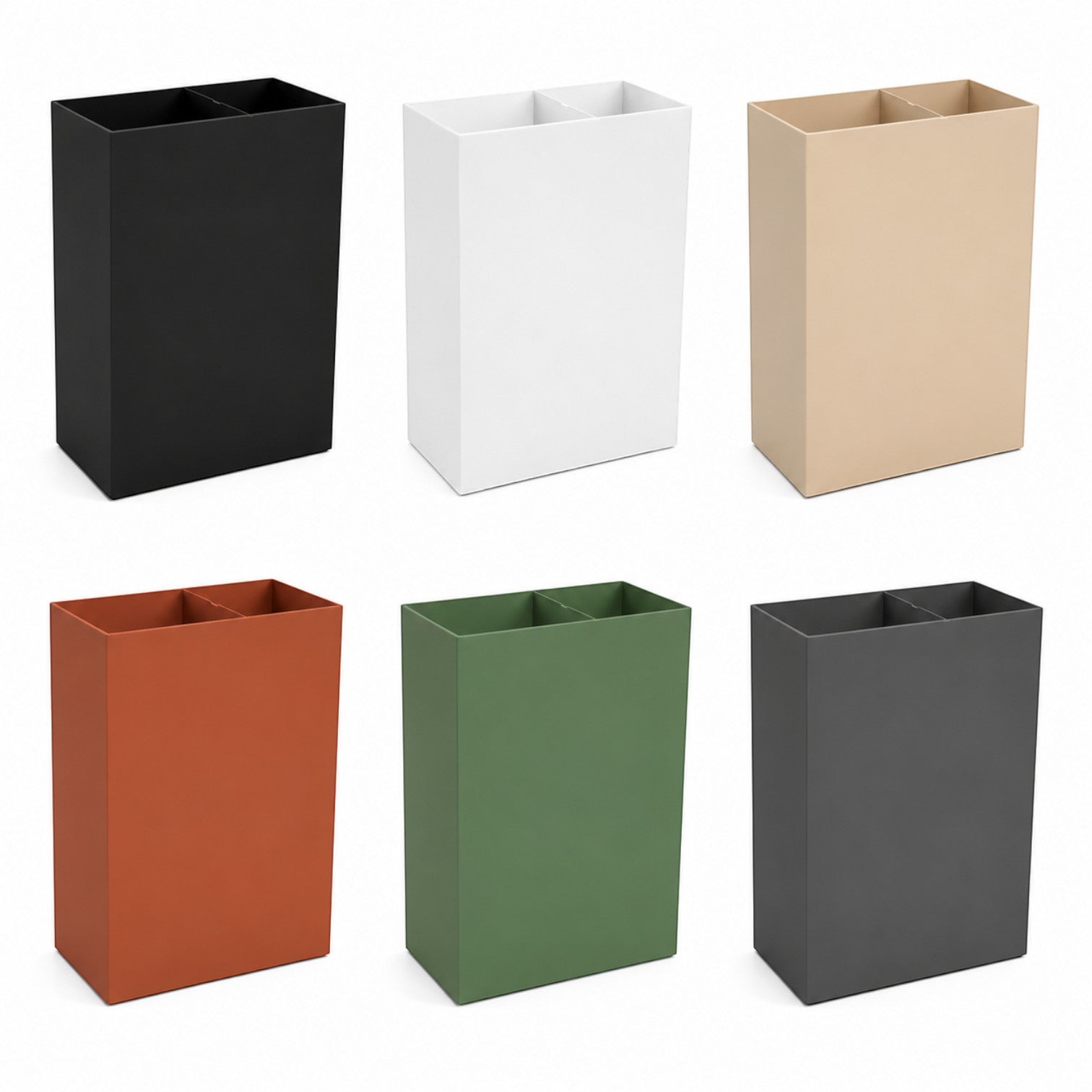 Addo Shop Design Collection Umbrella Stand with Waste Bin, available in black, white, tan, rust, green, and charcoal.