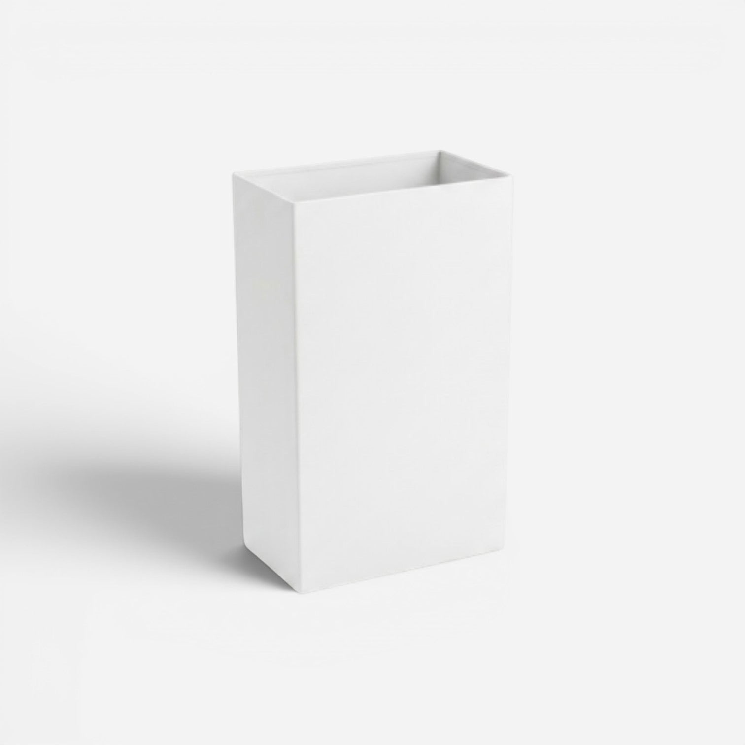 Addo Shop white rectangular metal umbrella stand, 35L capacity, modern design.