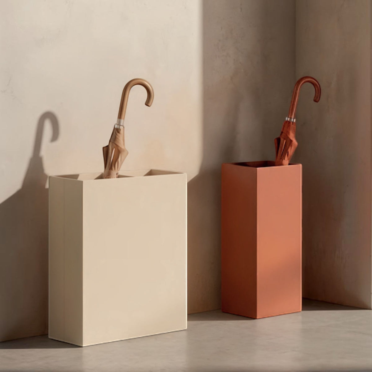 Caimi Design Collection şemsiyelik 35L, fildişi ve bakır kahve şemsiyeliklerde ahşap saplı şemsiyeler, iç mekânda