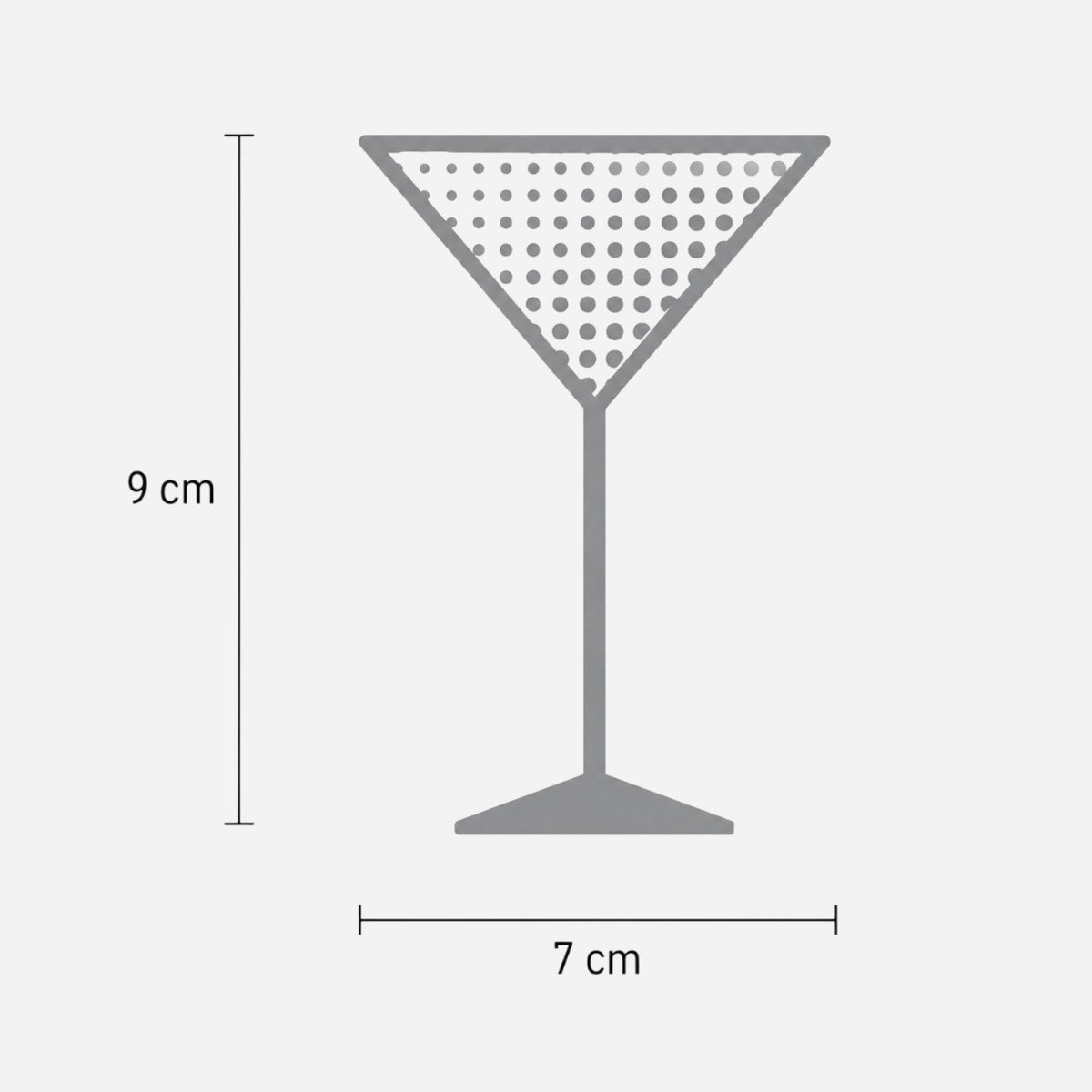 Caimi Graphics etiket seti cam etiketi ölçü çizimi, gri noktalı kadeh ikonu 9 cm yükseklik ve 7 cm genişlik