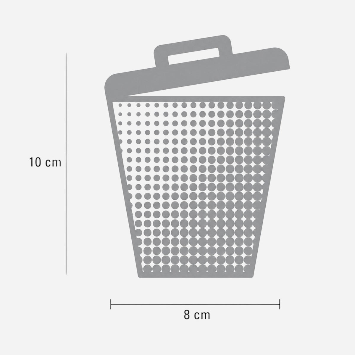 Caimi Graphics etiket seti genel atık etiketi ölçü çizimi, gri noktalı çöp kovası ikonu 10 cm yükseklik, 8 cm genişlik